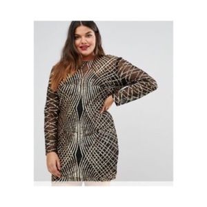 ASOS CURVE CLUB L Allover Sequin Illusion Dress
